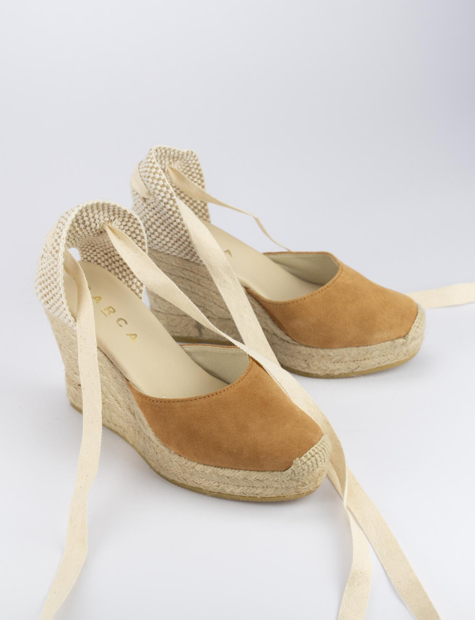 Espadrillas heel 8 cm brown chamois