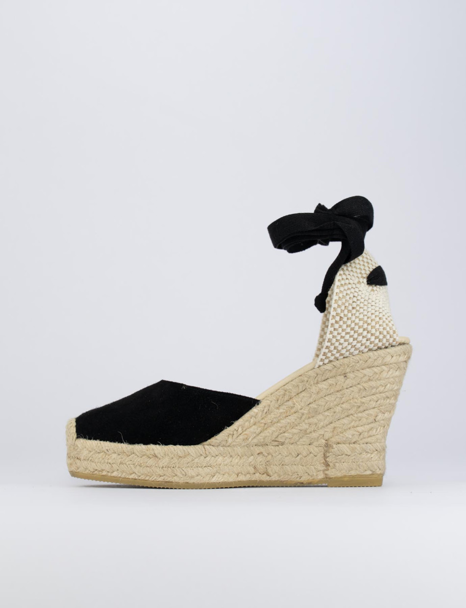 Espadrilla zeppa 8 cm nero camoscio