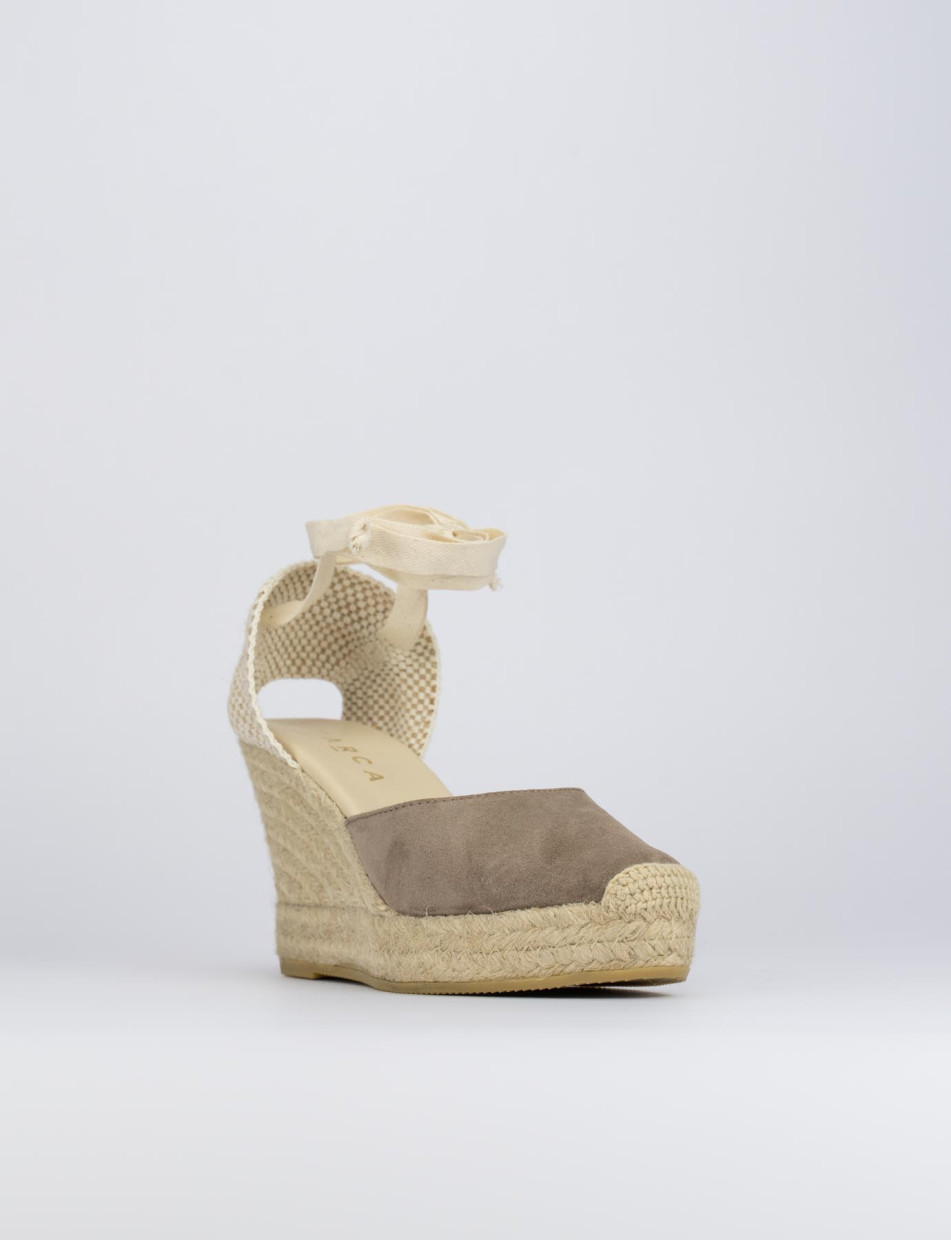 Espadrilla zeppa 8 cm beige camoscio