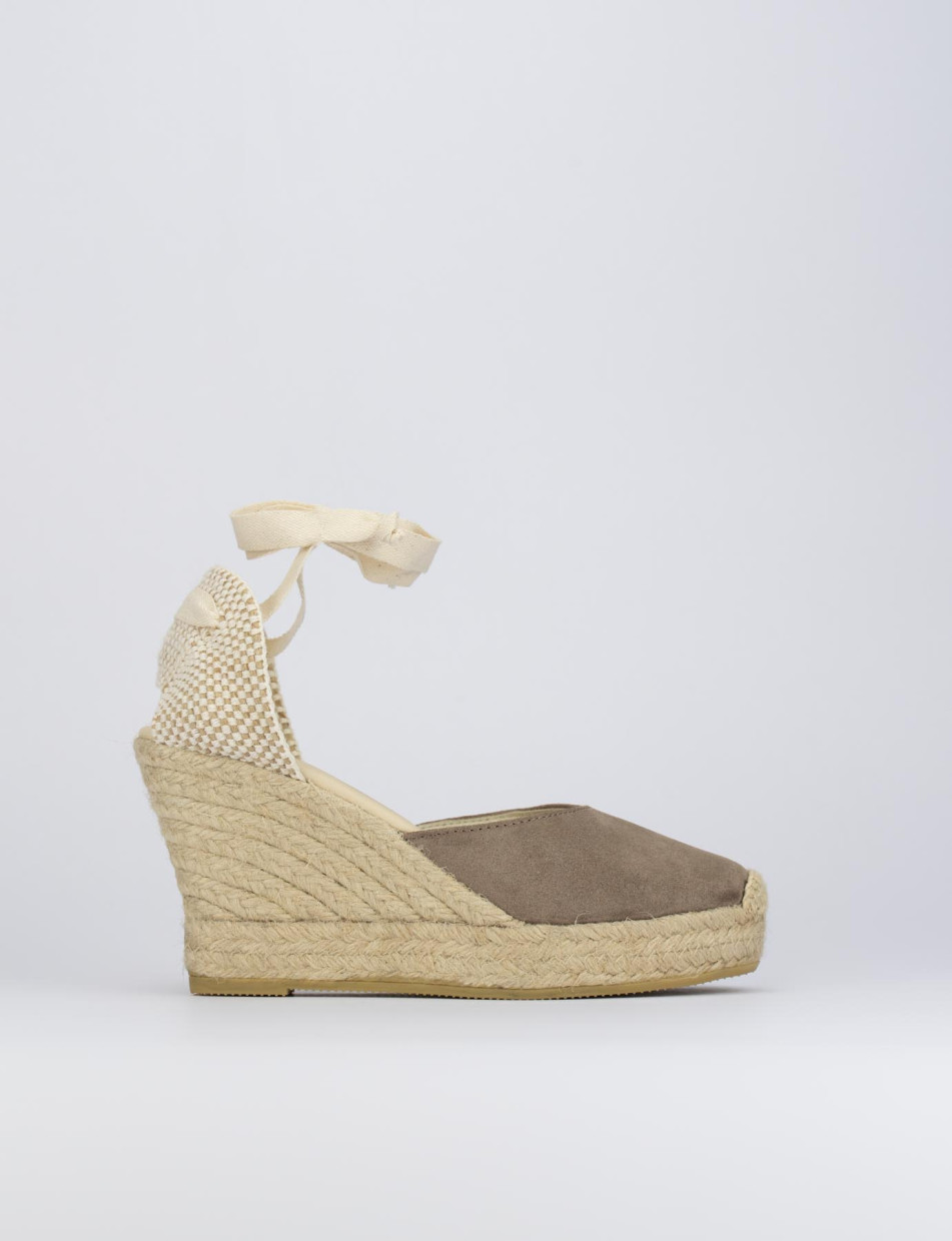 Espadrilla zeppa 8 cm beige camoscio