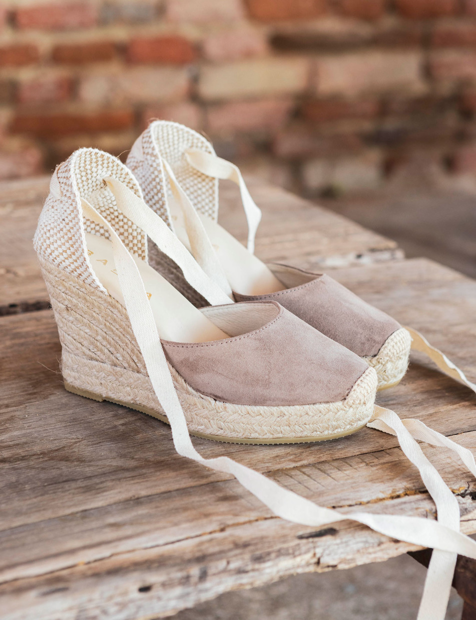 Espadrillas heel 8 cm beige chamois