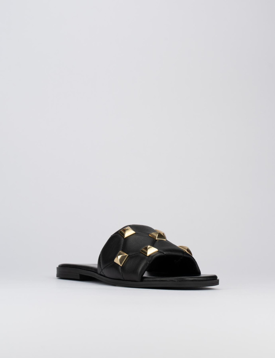 Ciabatta da passeggio tacco 1 cm nero pelle