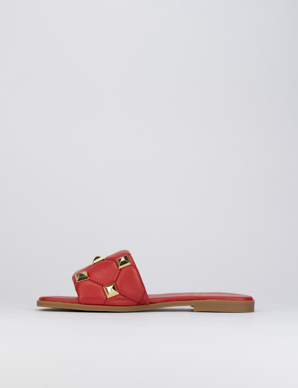 Ciabatta da passeggio tacco 1 cm rosso pelle