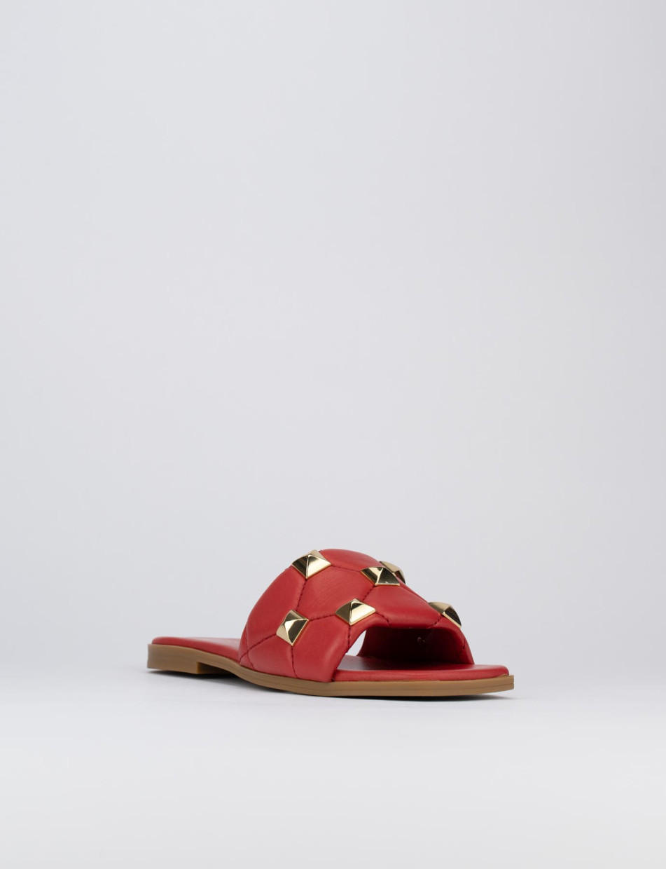 Ciabatta da passeggio tacco 1 cm rosso pelle