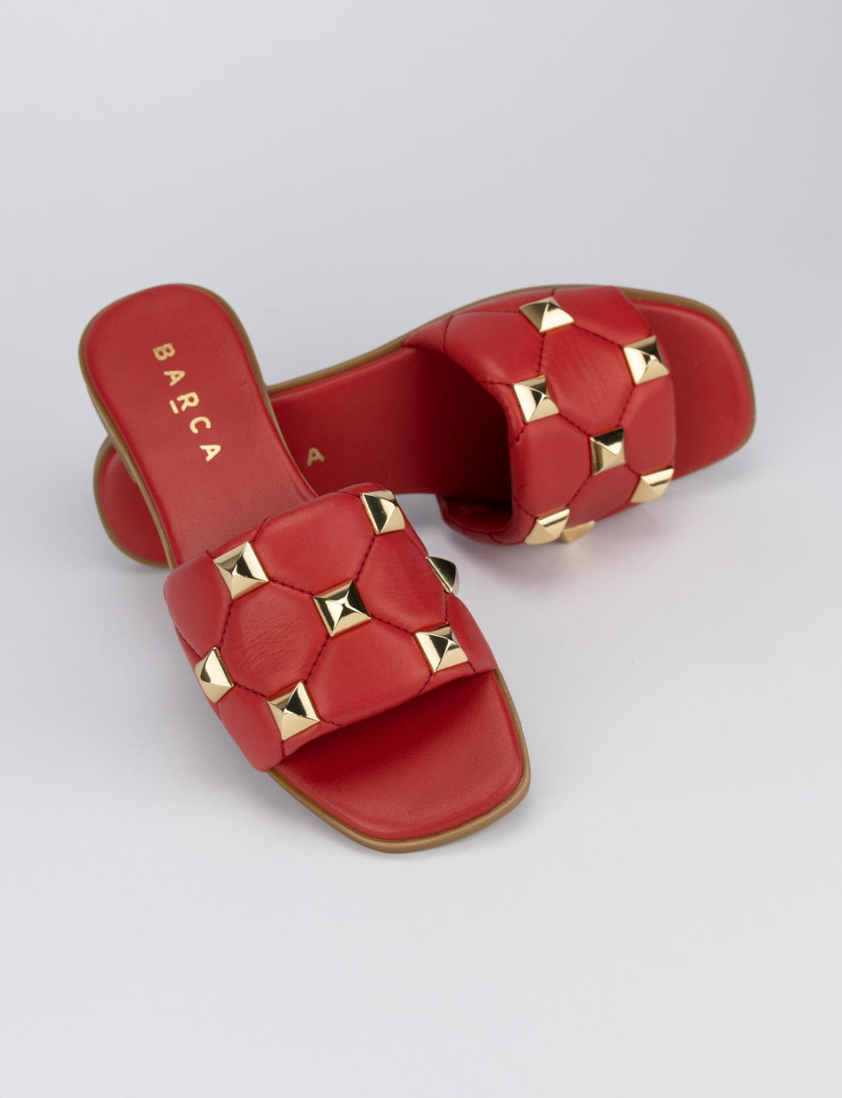 Ciabatta da passeggio tacco 1 cm rosso pelle
