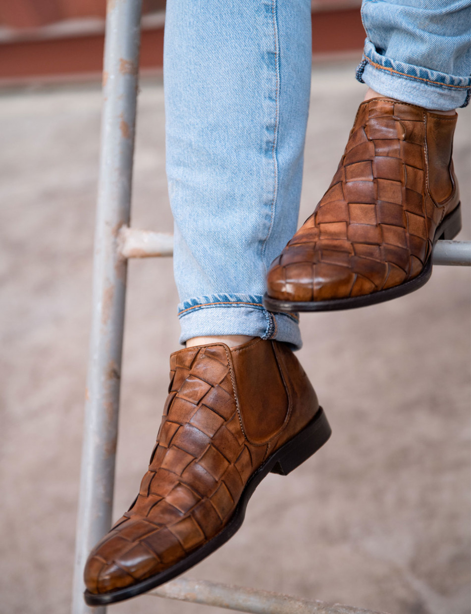 Ankle boots heel 1 cm dark brown leather