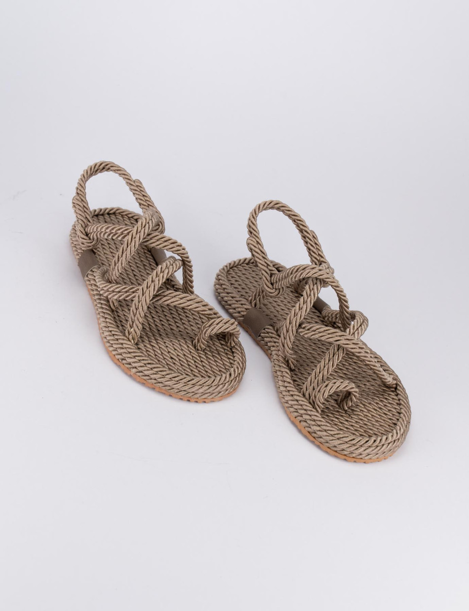 Flip flops heel 1 cm beige tissue