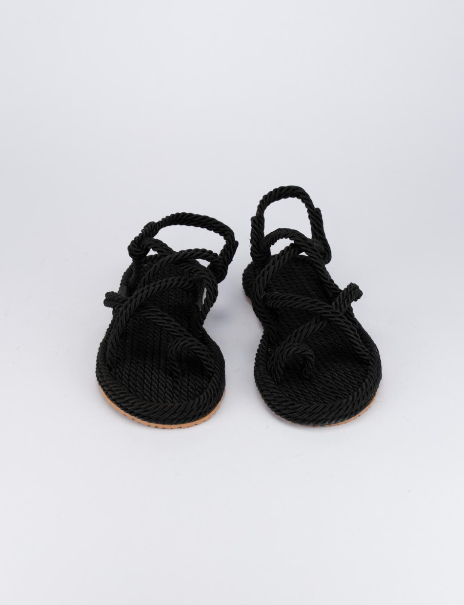 Flip flops heel 1 cm black tissue