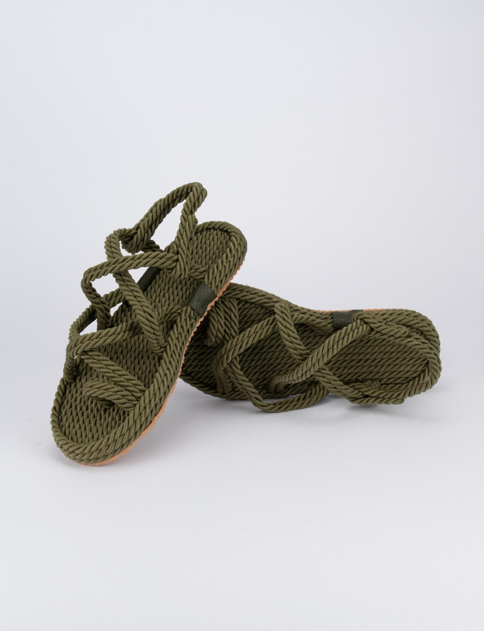 Sandalo infradito tacco 1 cm verde tessuto