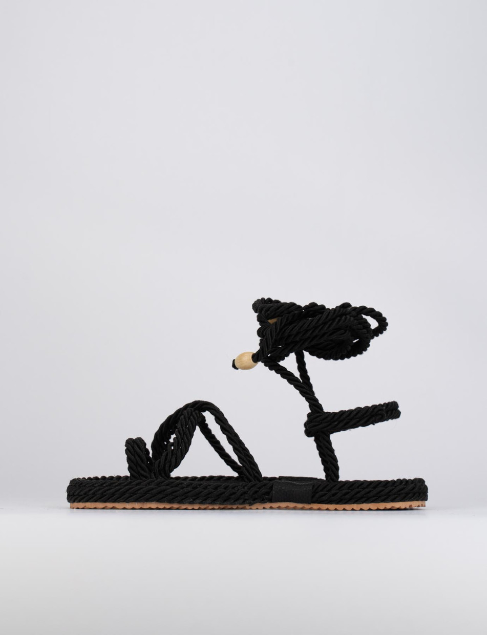 Flip flops heel 1 cm black tissue