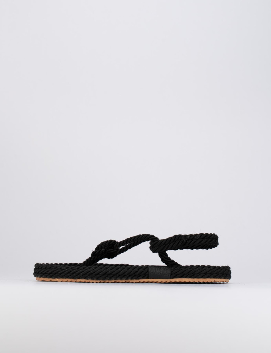 Flip flops heel 1 cm black tissue