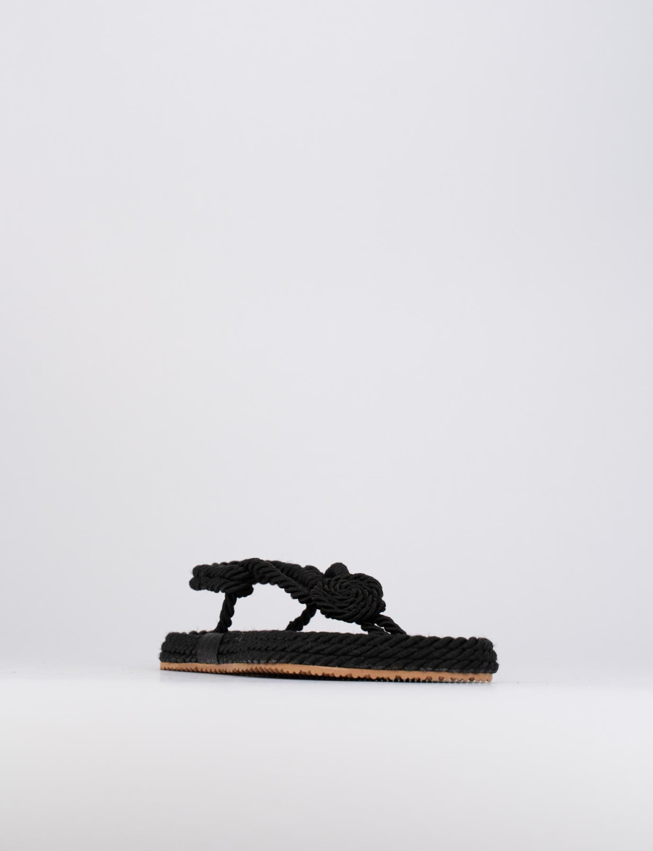 Sandalo infradito tacco 1 cm nero tessuto