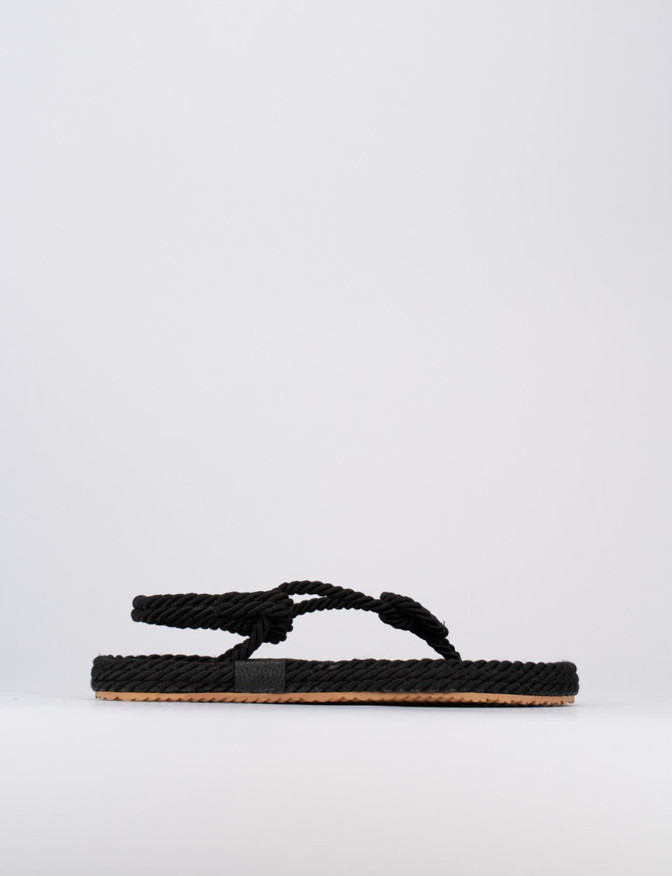 Flip flops heel 1 cm black tissue