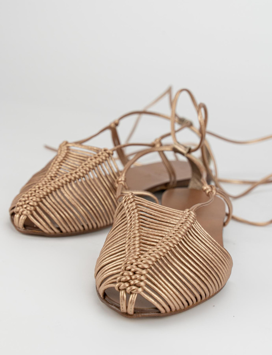 Low heel sandals woman heel 1 cm bronze leather Barca Stores