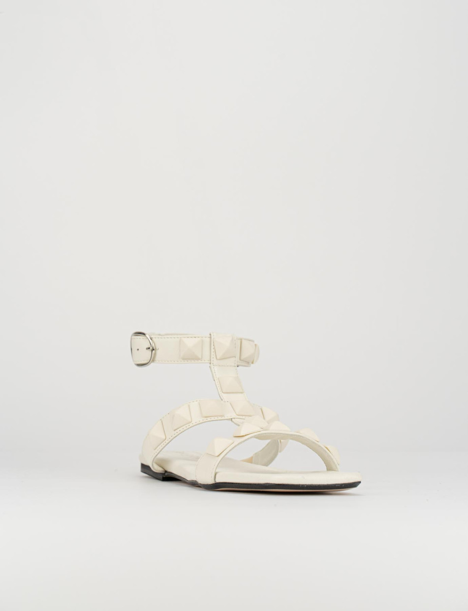 Low heel sandals heel 1 cm white leather