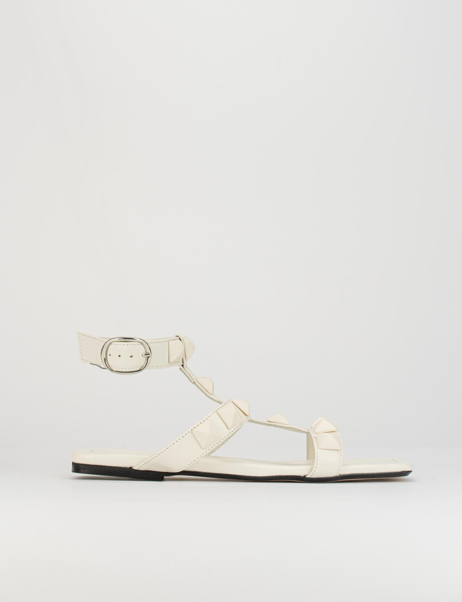 Low heel sandals heel 1 cm white leather