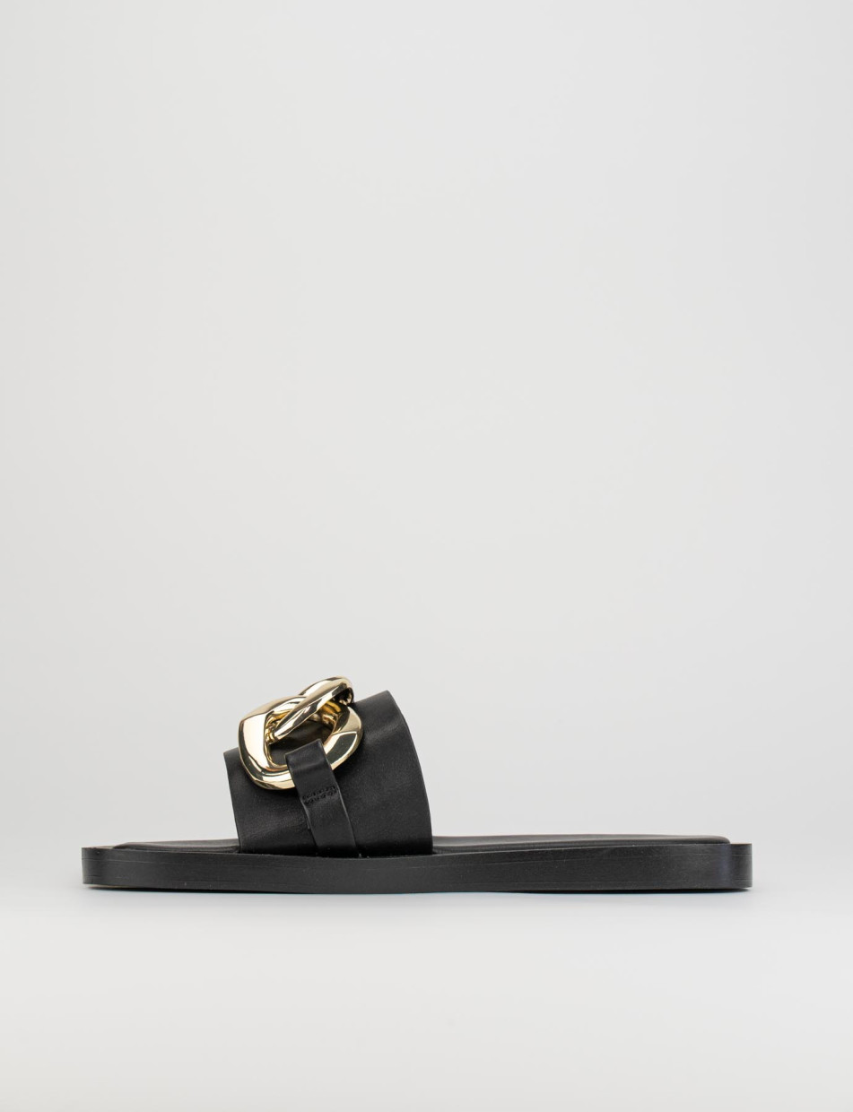 Ciabatta da passeggio tacco 1 cm nero pelle