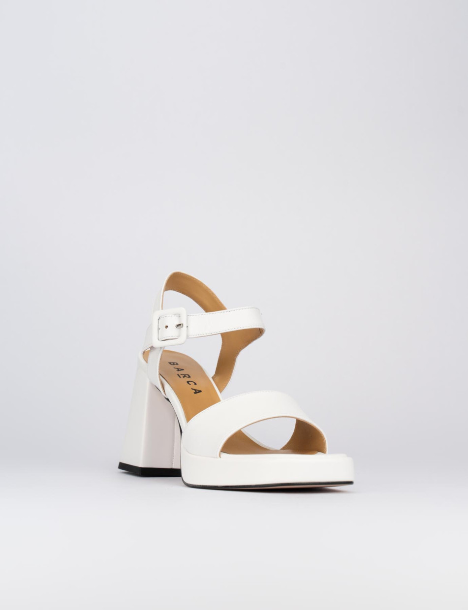 High heel sandals heel 9 cm white leather