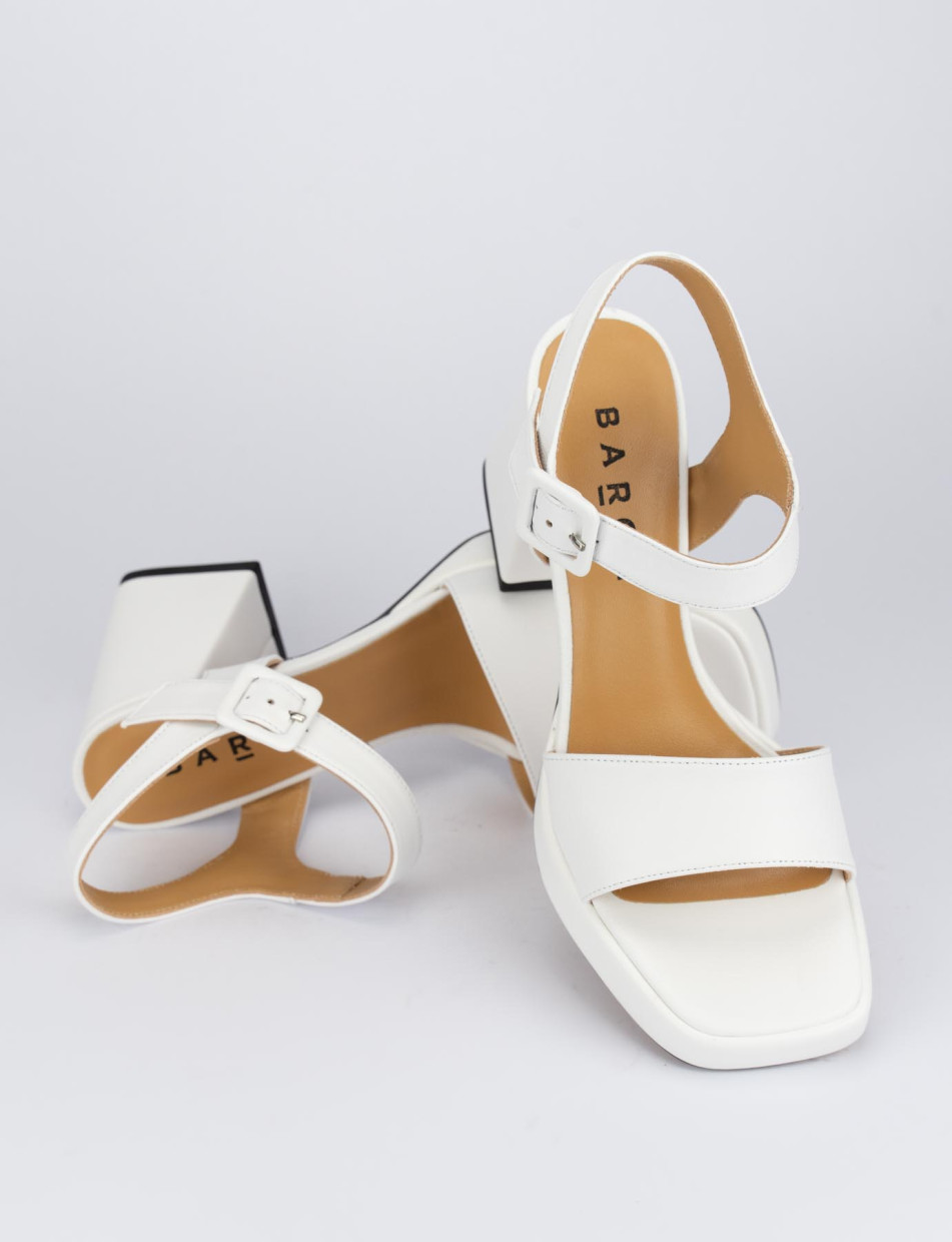 High heel sandals heel 9 cm white leather