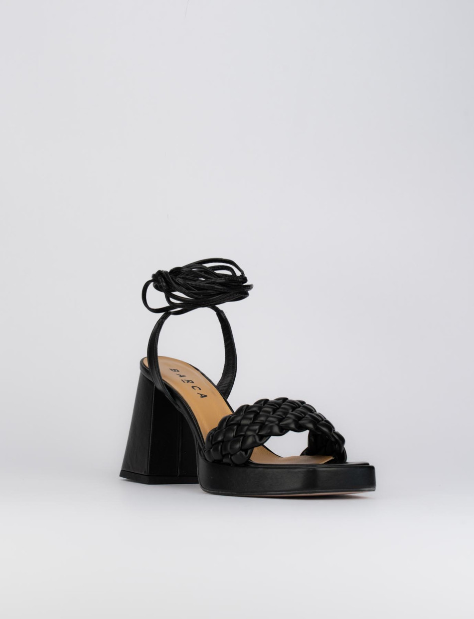 Sandalo tacco 8 cm nero pelle