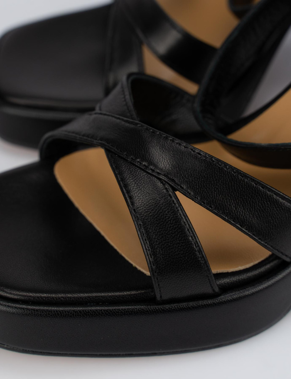 Sandalo tacco 8 cm nero pelle