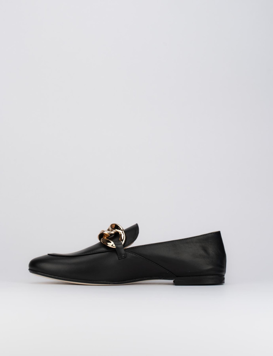 Mocassino tacco 1 cm nero pelle