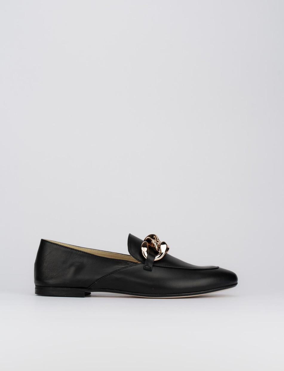 Mocassino tacco 1 cm nero pelle