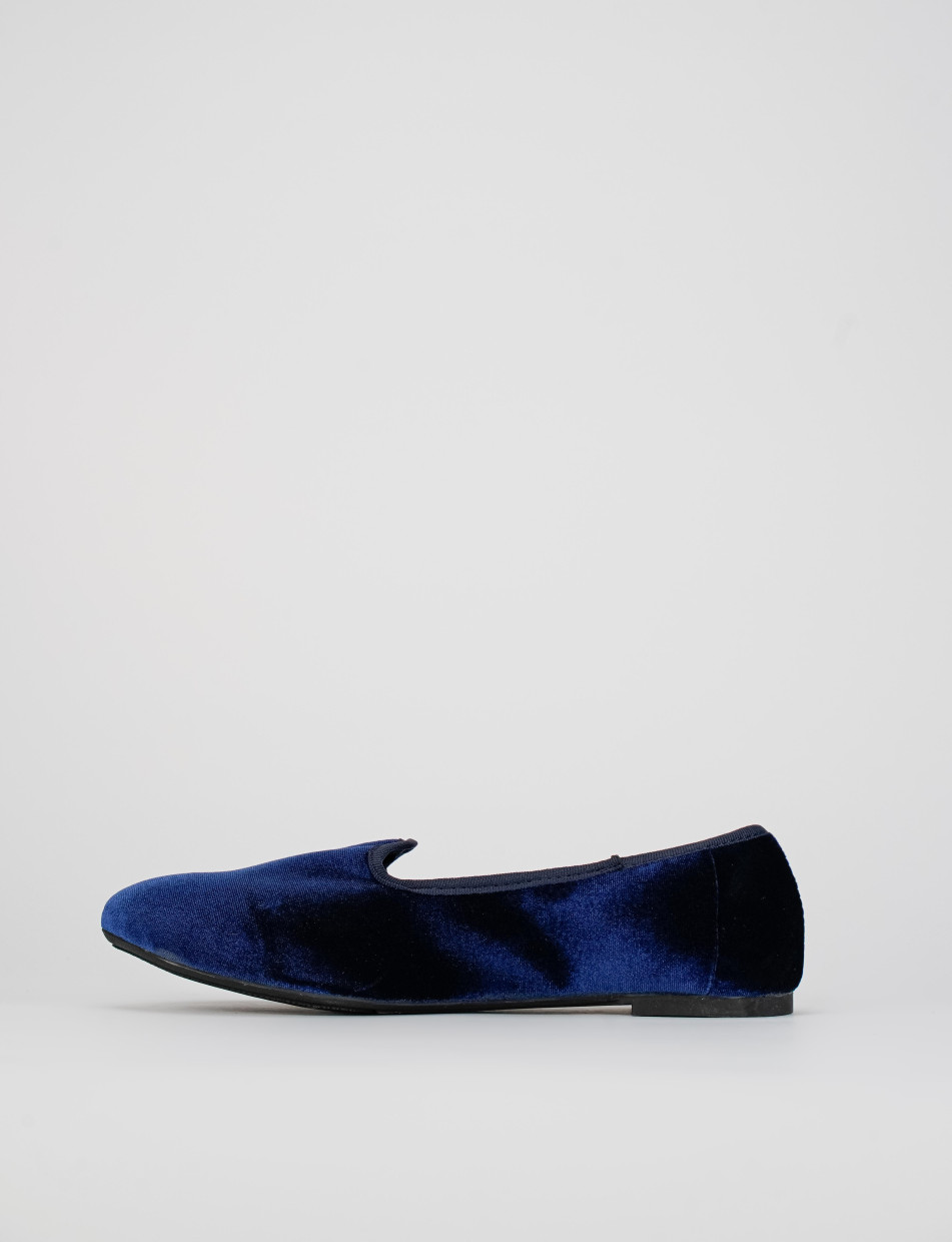 Ballerina friulana tacco 1 cm blu velluto