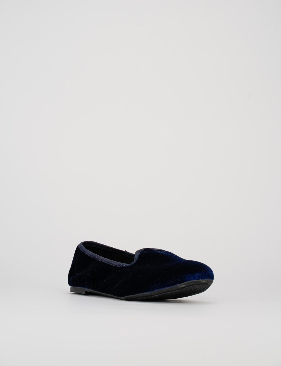 Ballerina friulana tacco 1 cm blu velluto