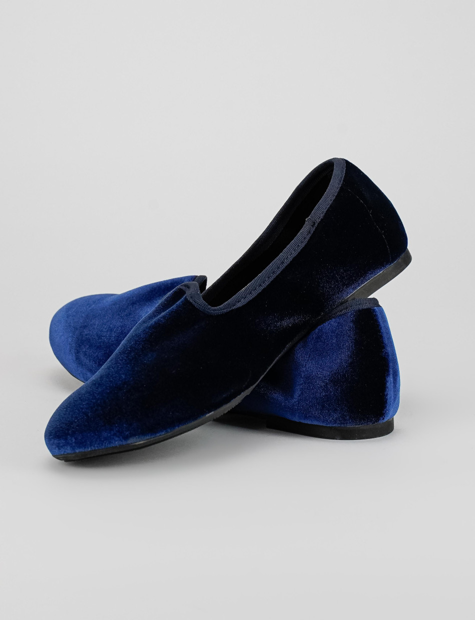 Flat shoes heel 1 cm blu velvet
