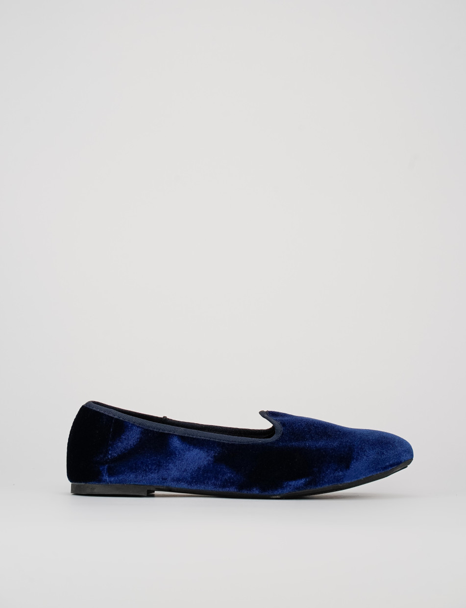 Ballerina friulana tacco 1 cm blu velluto
