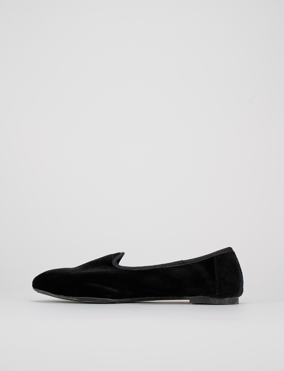 Flat shoes heel 1 cm black velvet