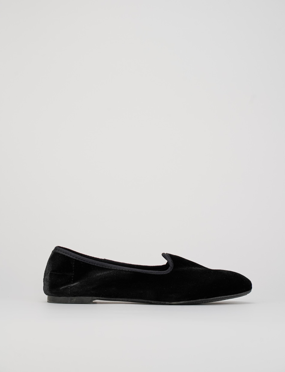 Flat shoes heel 1 cm black velvet