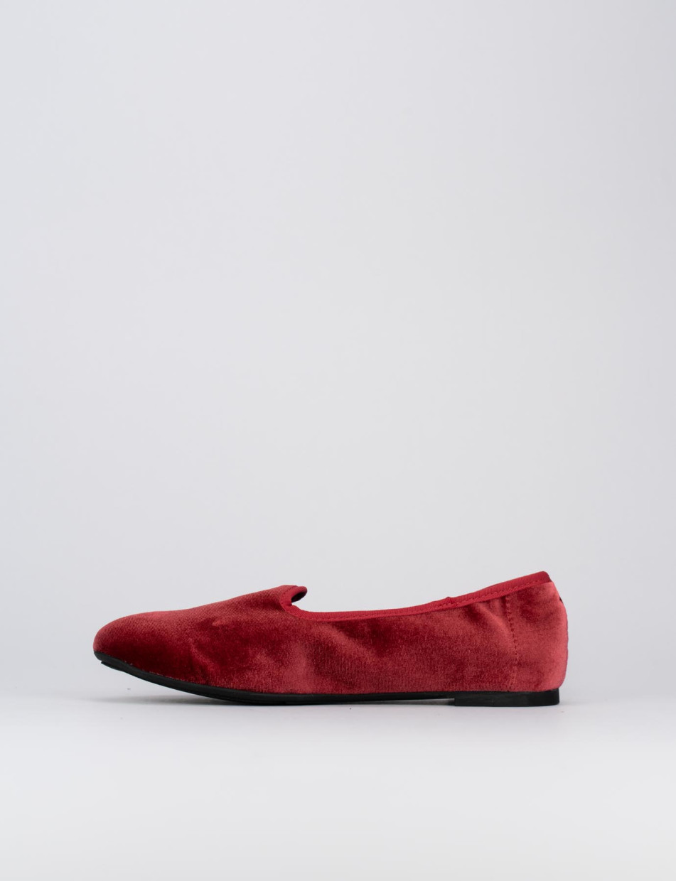 Flat shoes heel 1 cm red chamois