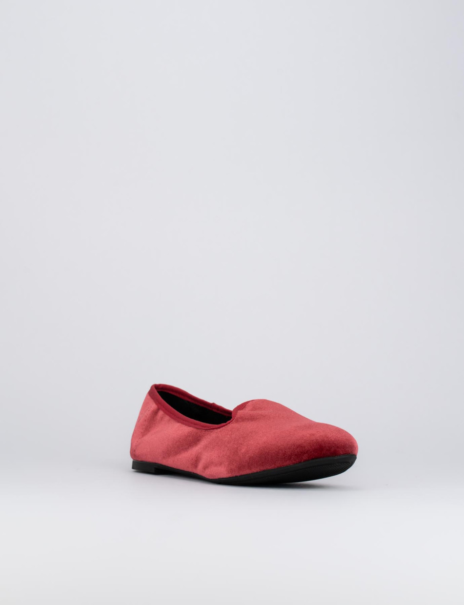 Flat shoes heel 1 cm red chamois