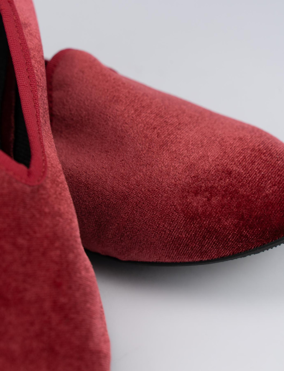 Flat shoes heel 1 cm red chamois