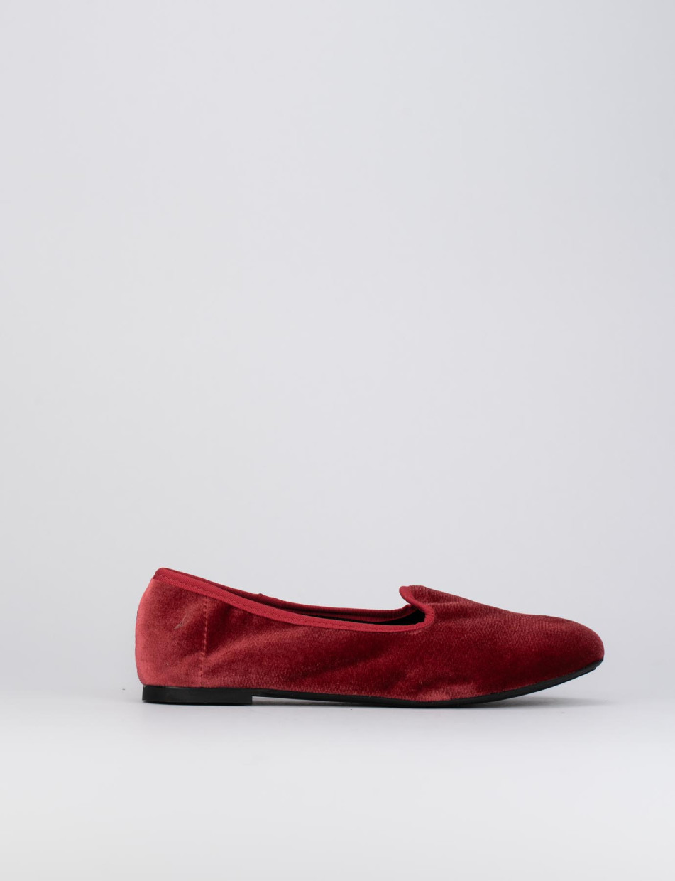 Flat shoes heel 1 cm red chamois