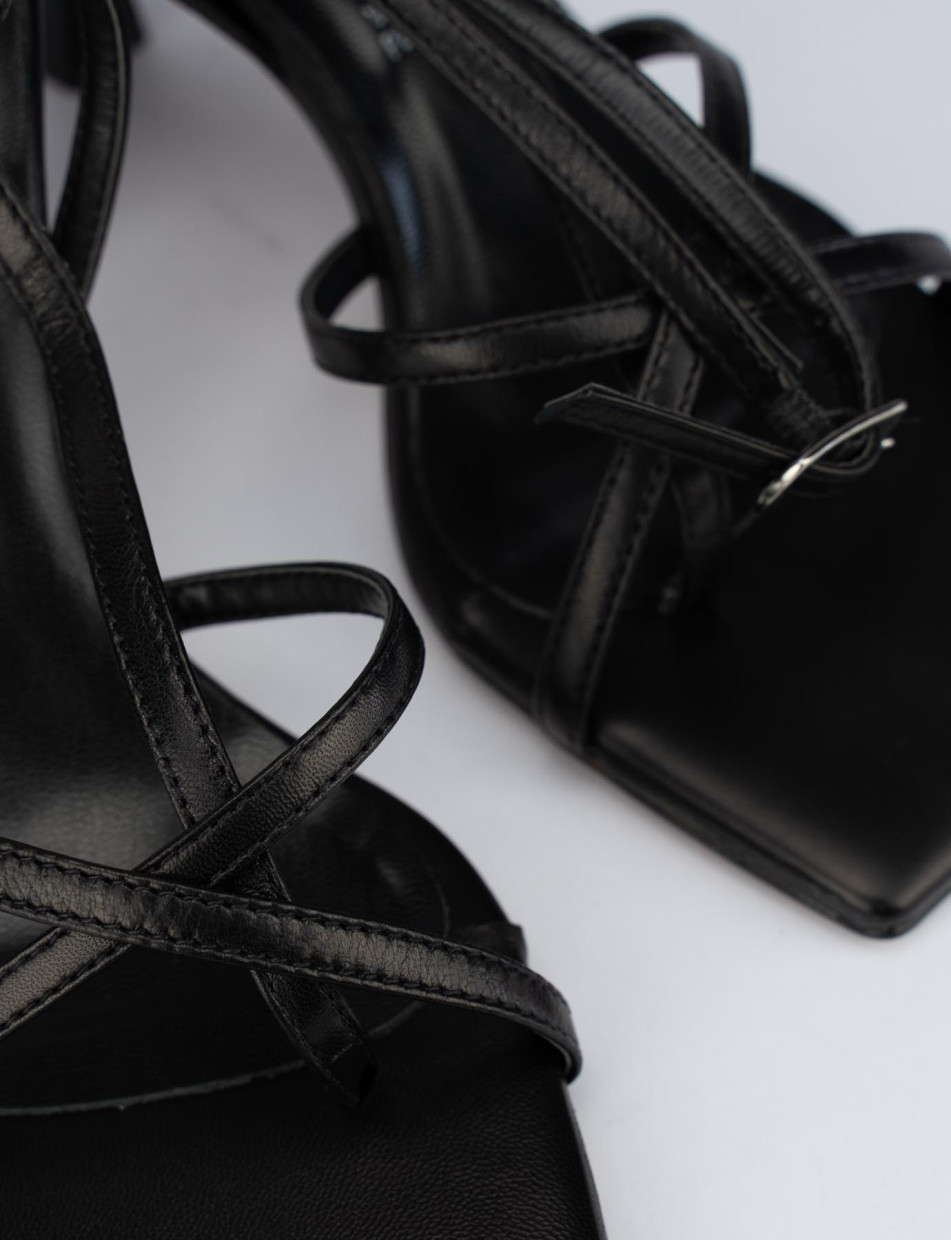 Sandali tacco 7cm pelle nero