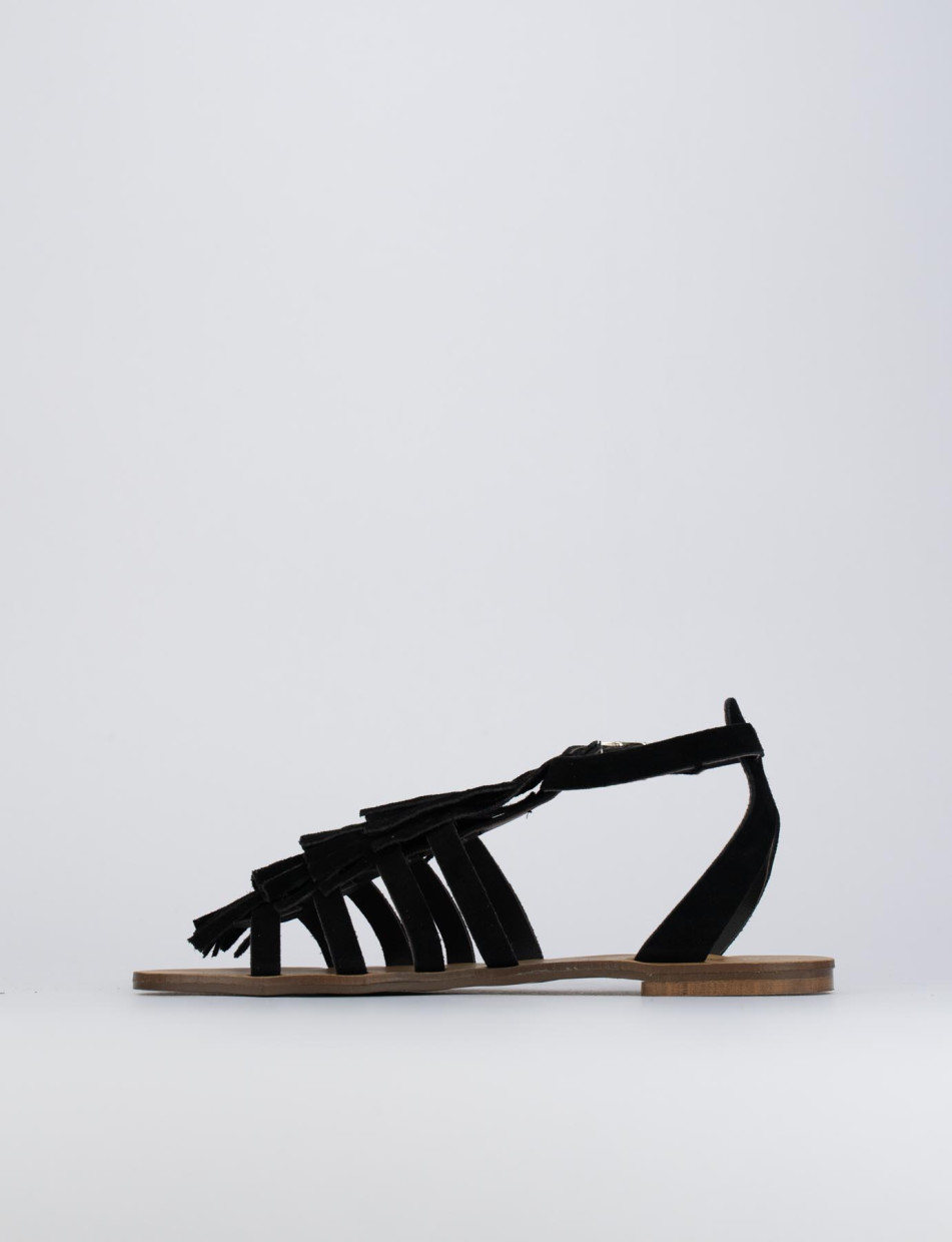 Sandalo tacco 1 cm nero camoscio