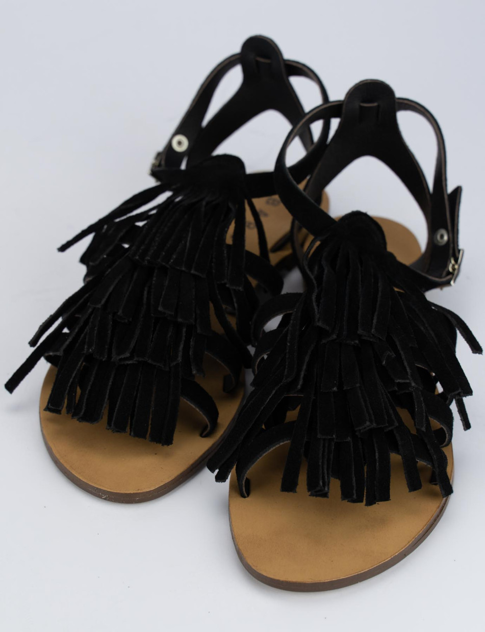 Low heel sandals heel 1 cm black chamois