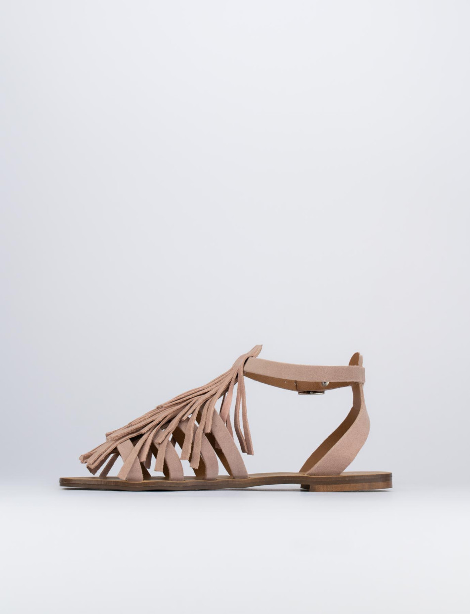 Sandalo tacco 1 cm rosa camoscio