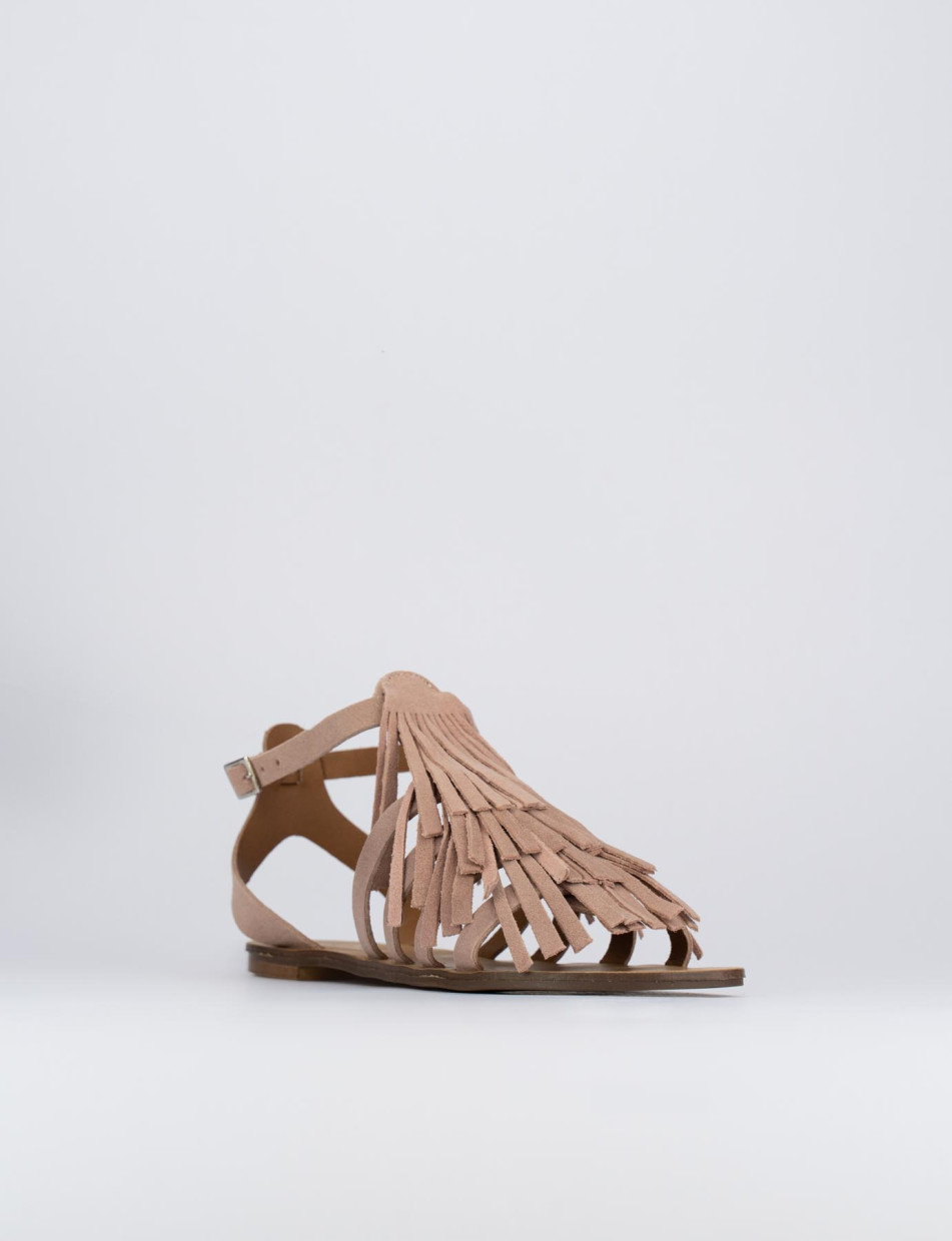 Sandalo tacco 1 cm rosa camoscio
