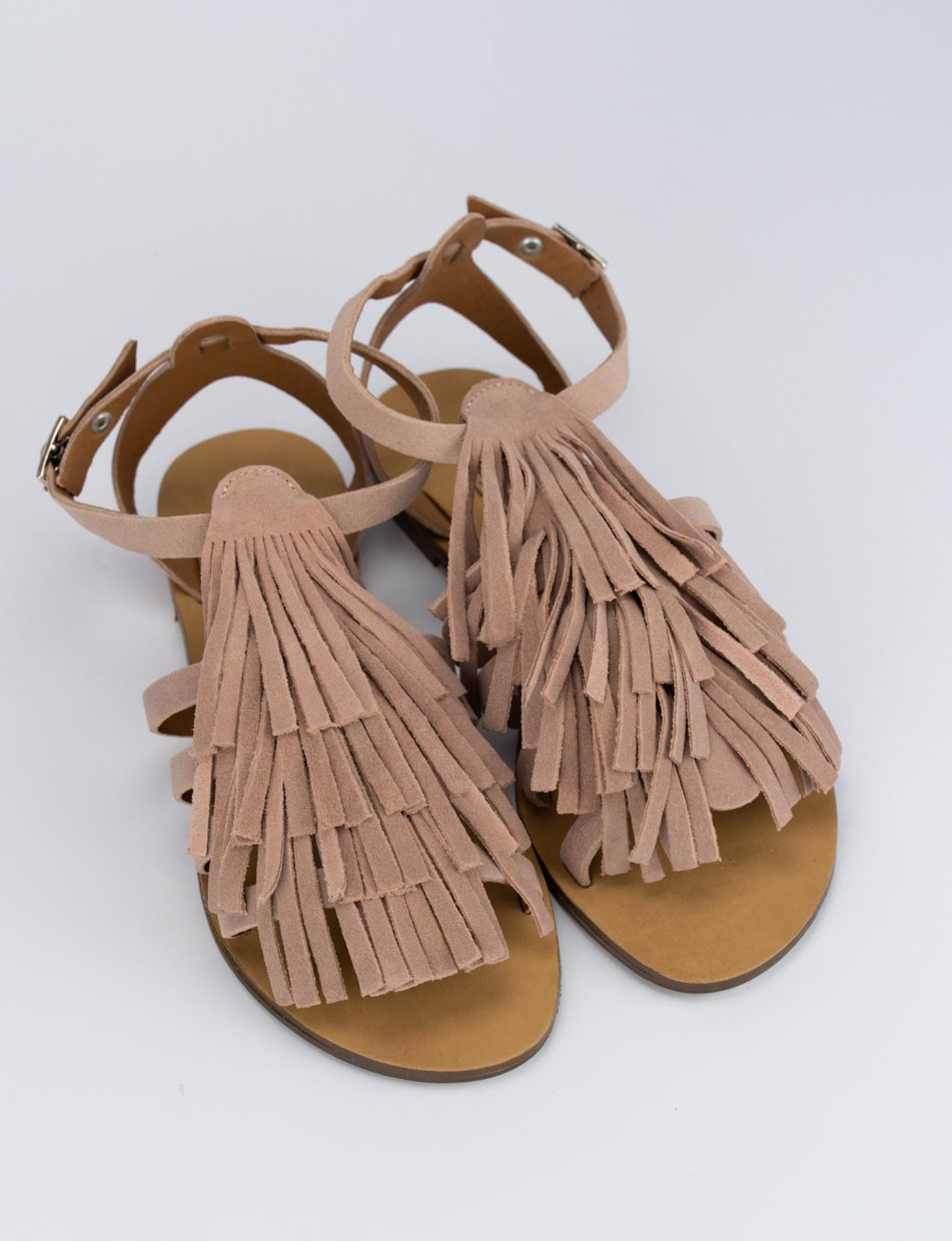 Sandalo tacco 1 cm rosa camoscio