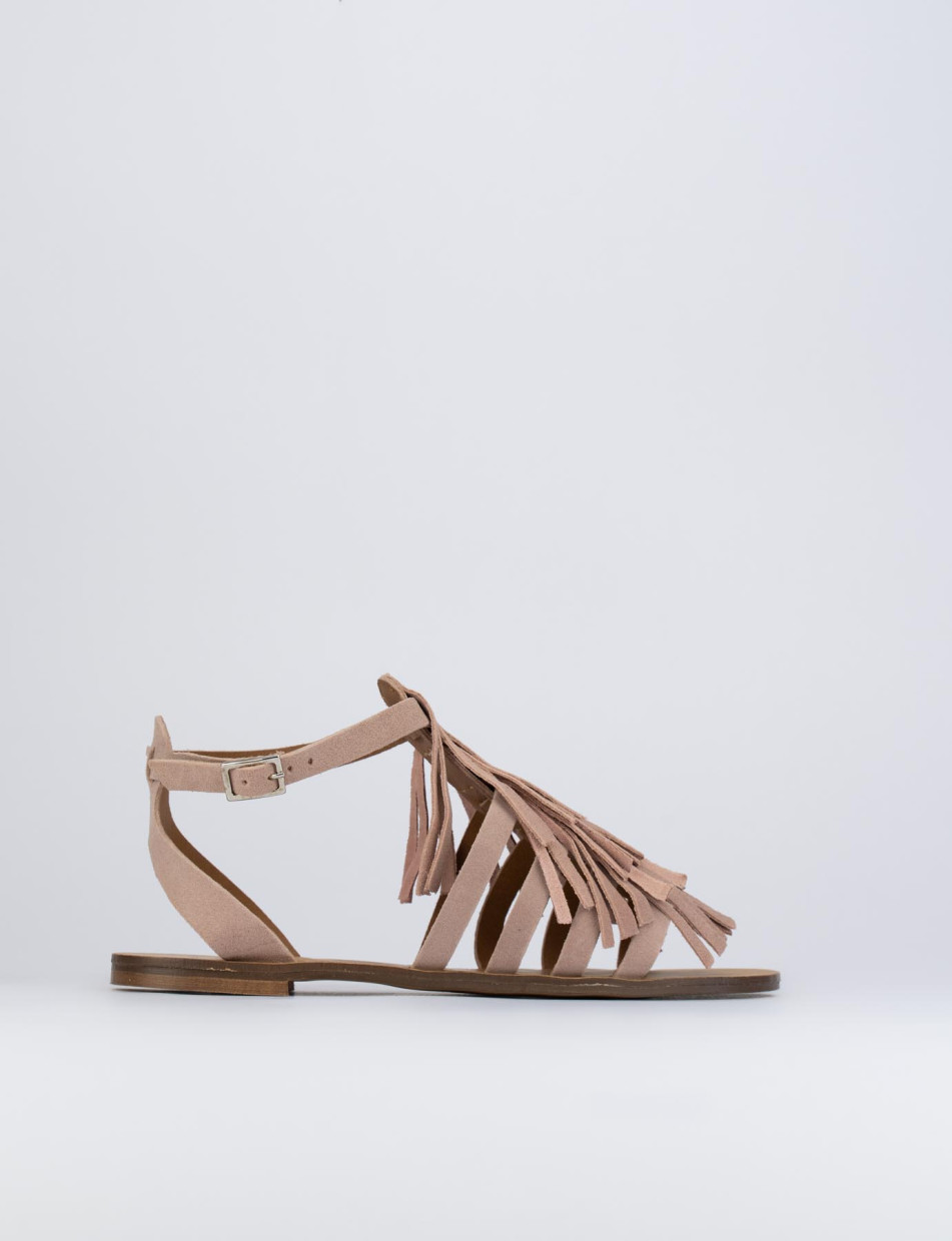 Sandalo tacco 1 cm rosa camoscio