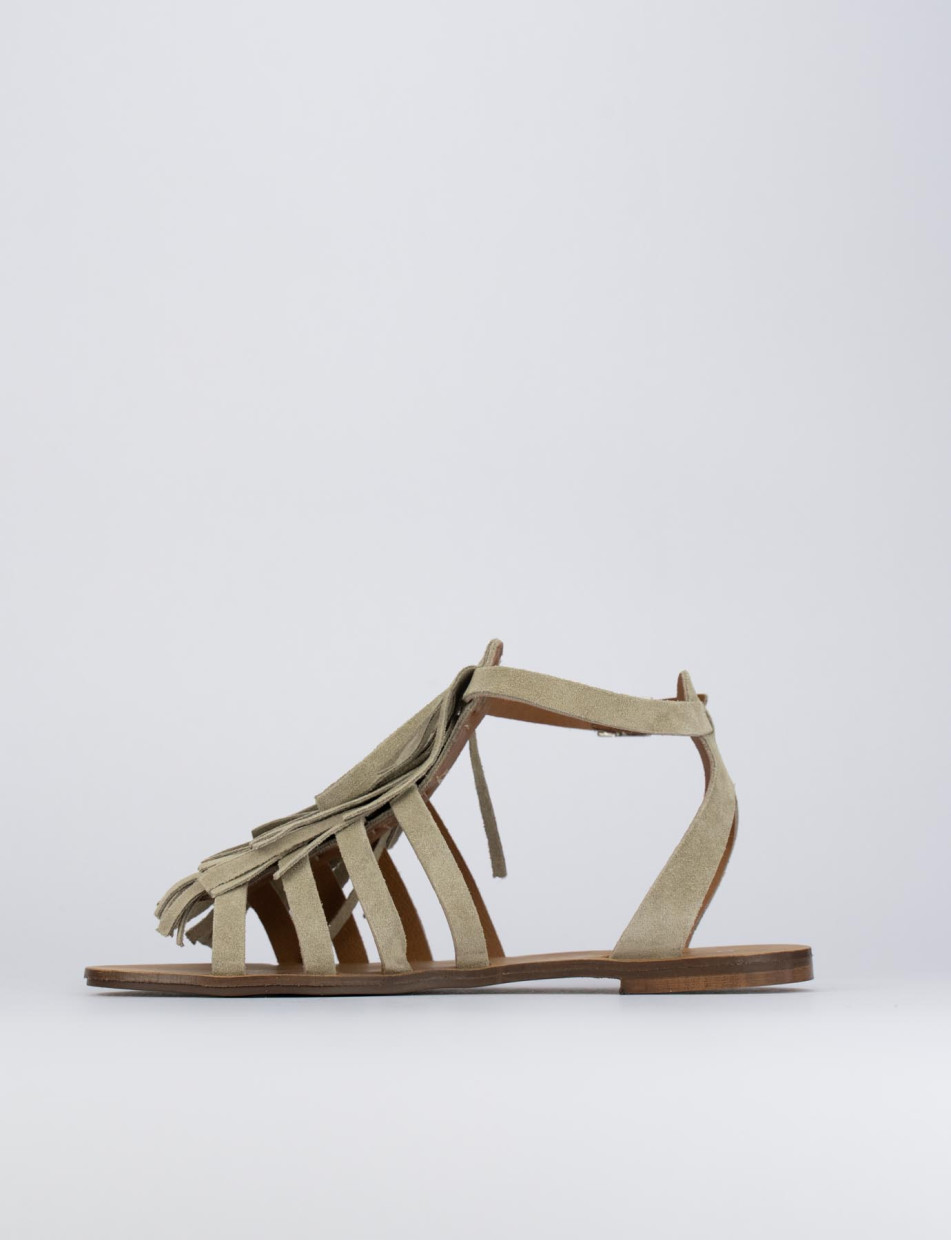 Sandalo tacco 1 cm beige camoscio