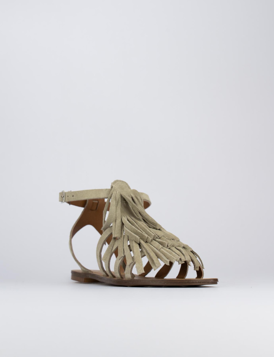 Sandalo tacco 1 cm beige camoscio