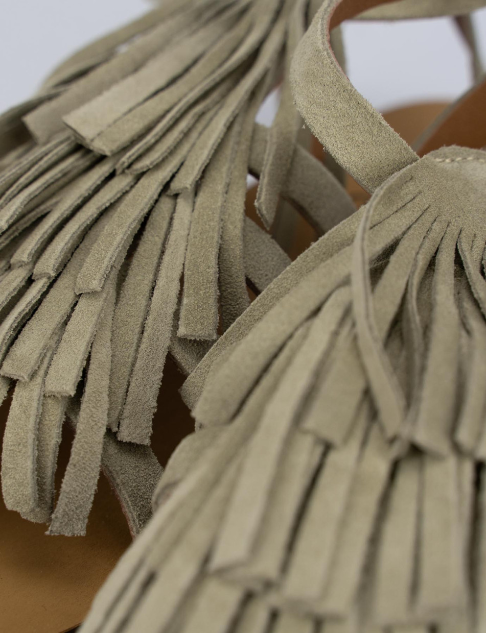 Sandalo tacco 1 cm beige camoscio