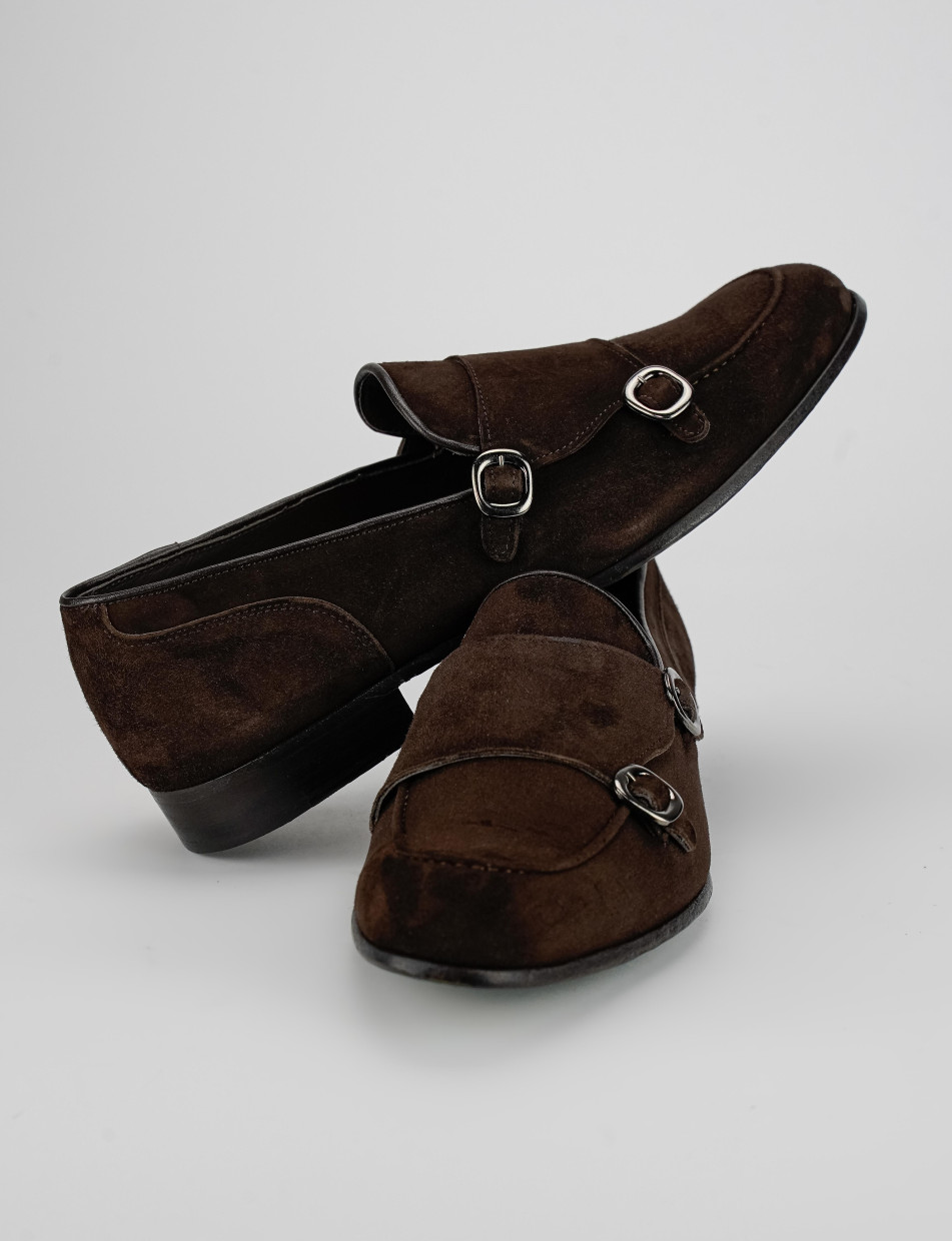 Loafers heel 1 cm dark brown chamois