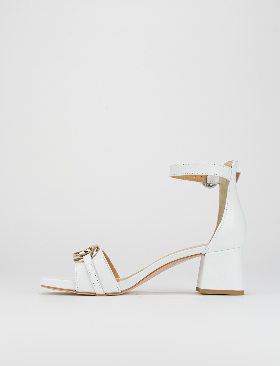Sandalo tacco 6 cm bianco pelle Barca Stores