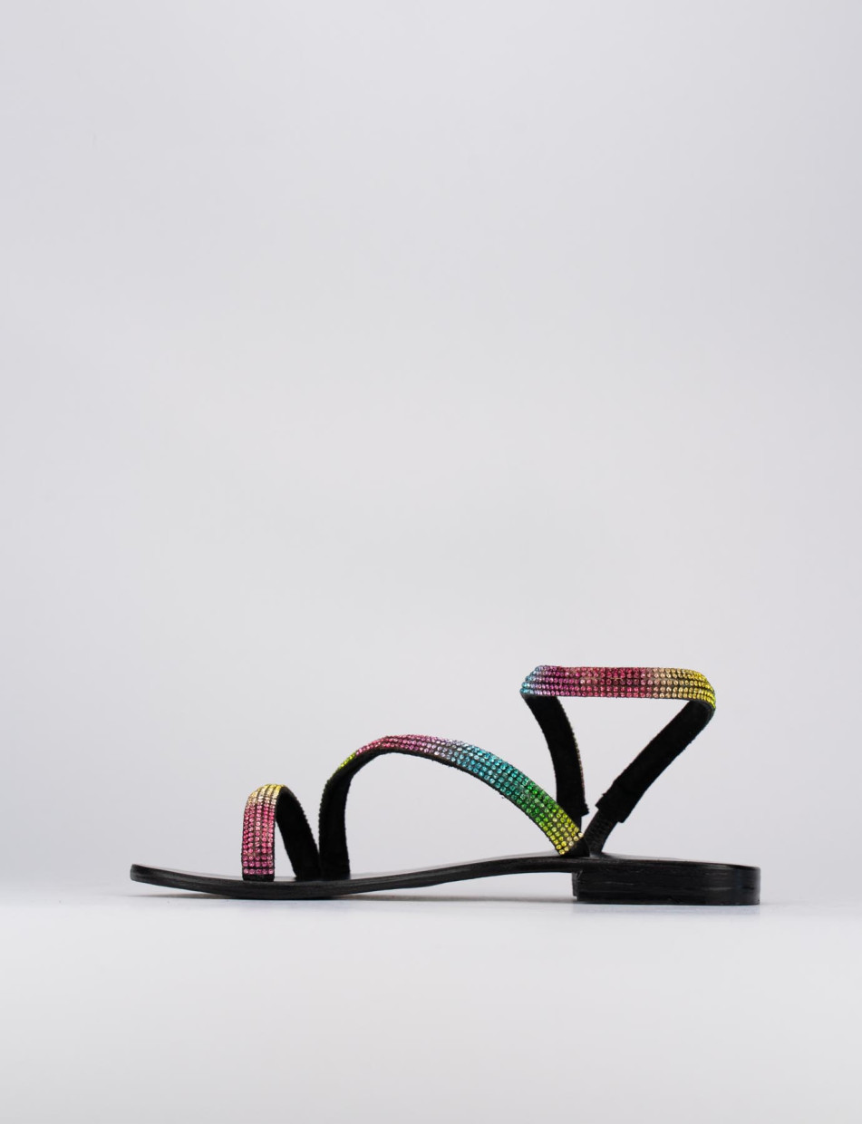 Low heel sandals heel 1 cm multicolor leather